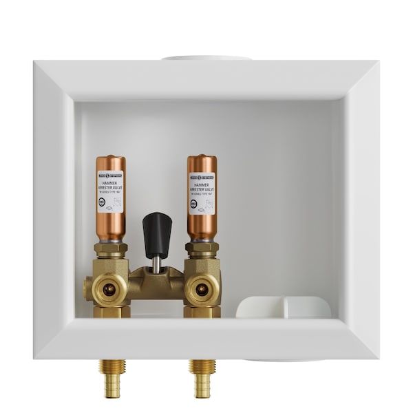 Washing Machine Box, Right Outlet, Single Lever Valve, Water Hammer Arrestor, 1/2in PEX F1807